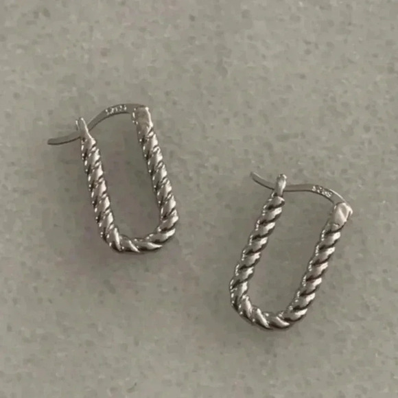 Modest Lu Jewelry - COPY - COPY - Sterling Silver Oval Twist Hoop Earrings